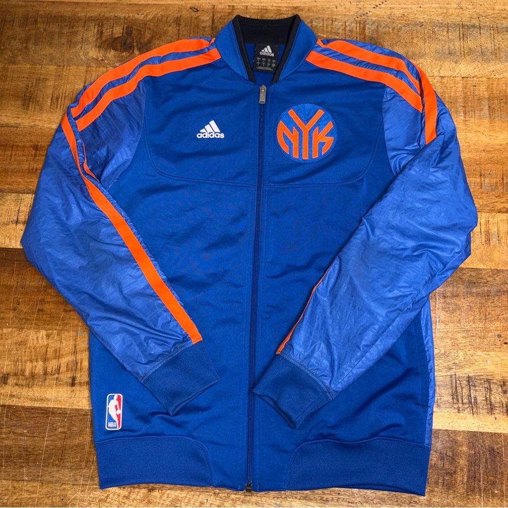 Adidas New York Knicks On Court Warm Up Blue & Orange Jacket Size Small